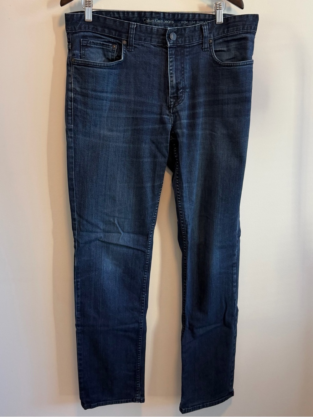 Men's Calvin Klein Dark Blue Slim Straight Jeans - 34x34